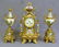 Circa 1900 3 pc Porcelain & Metal French Clock Set with