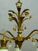 Circa 1920 5 Arm Brass Floral Decorated Chandelier with - 3