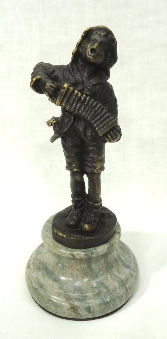 Bronze Statue Accordion Boy: 8 1/4"T x 4"W