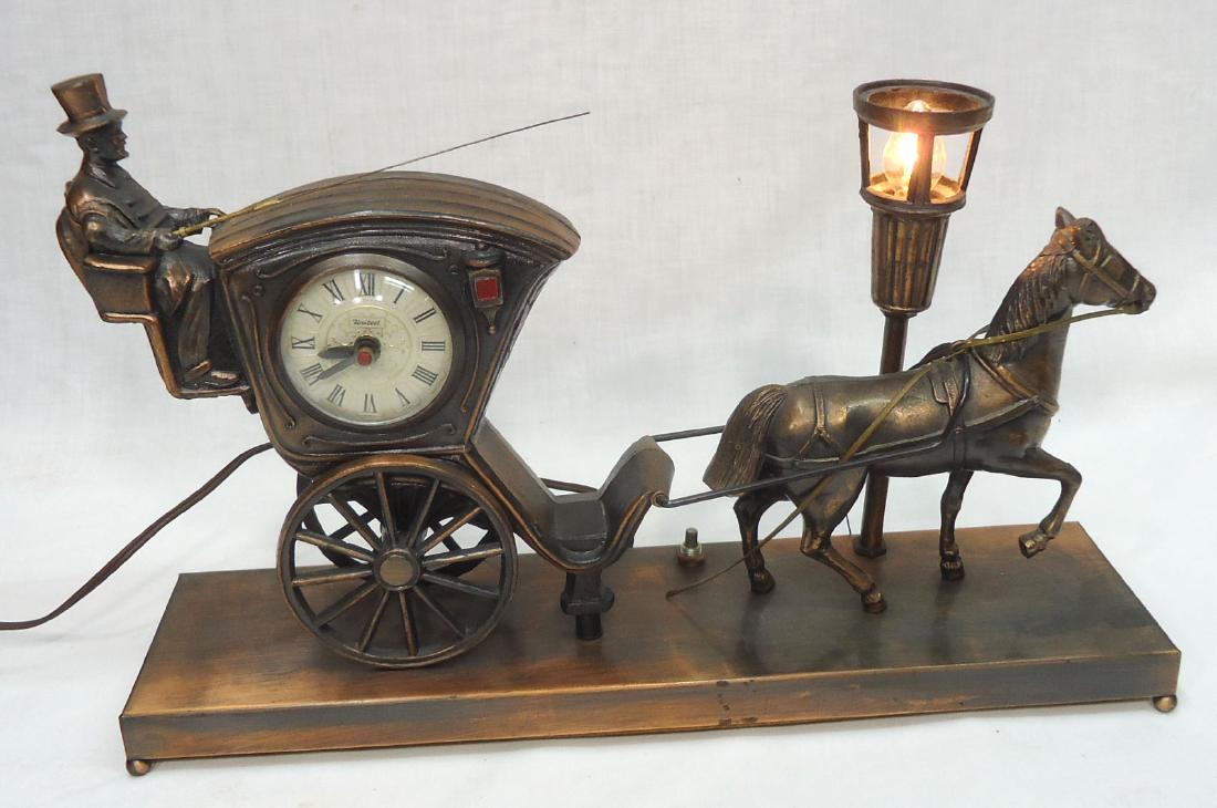 United Horse & Carriage Clock: 10"T x 16"L x 4"W Works