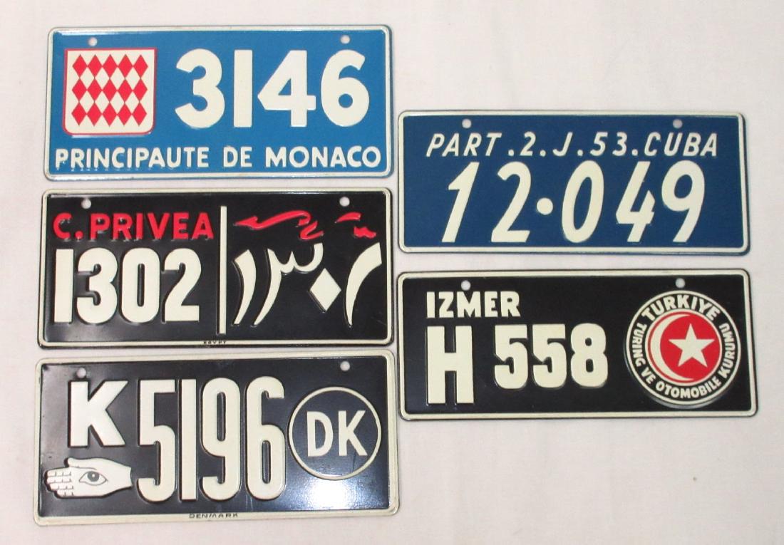 5 Foreign Bicycle License Plates: 4 7/8" x 2 1/4" & 4 7/8" x 2"