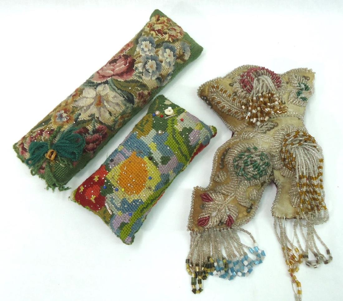 3pcs Victorian Needlepoint & Bead Work (1 of 5)