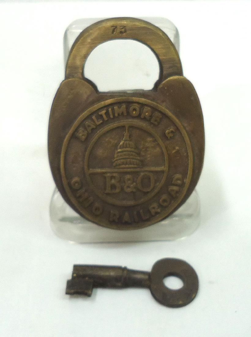 Modern B&O RR Lock & Key: 3" x 3 1/2"