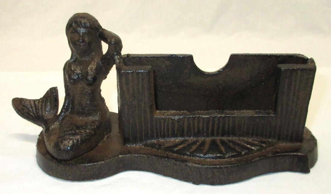 Modern C.I. Mermaid Letter Rack: 3 3/4"T x 8" x 3"