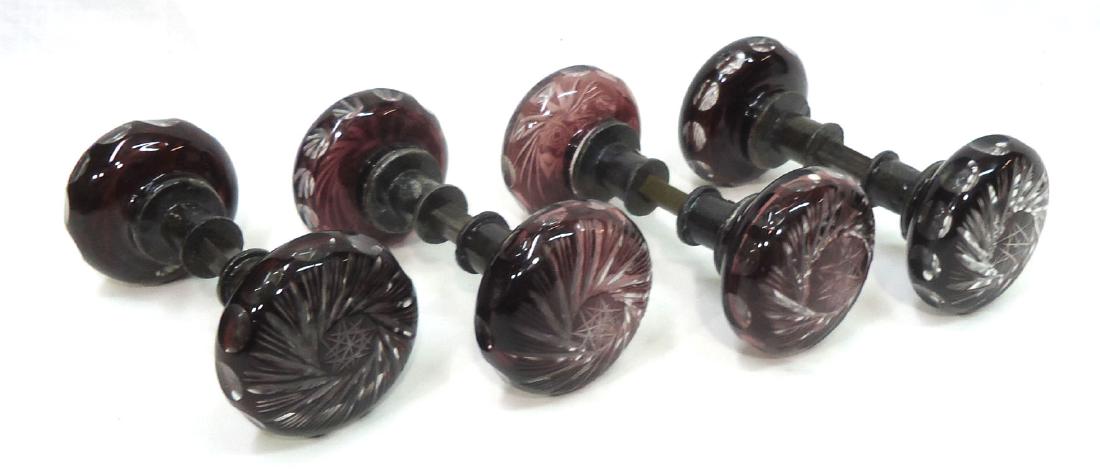 Set of 4 Ruby Cut to Clear Doorknobs: 5"L w/ 2" Knobs