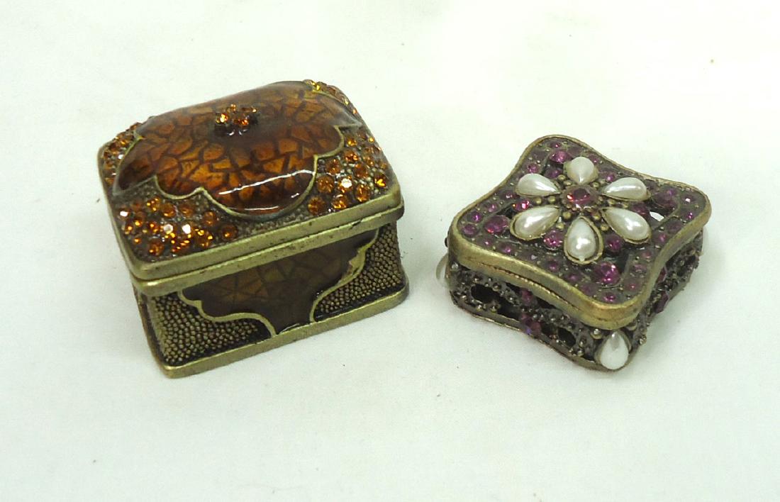 2 Enameled & Jeweled Boxes: 1 1/8" & 2"