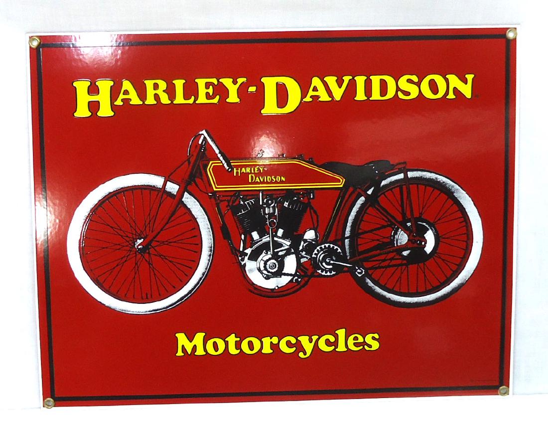 Modern Porcelain Harley Davidson Sign: 14" x 11"