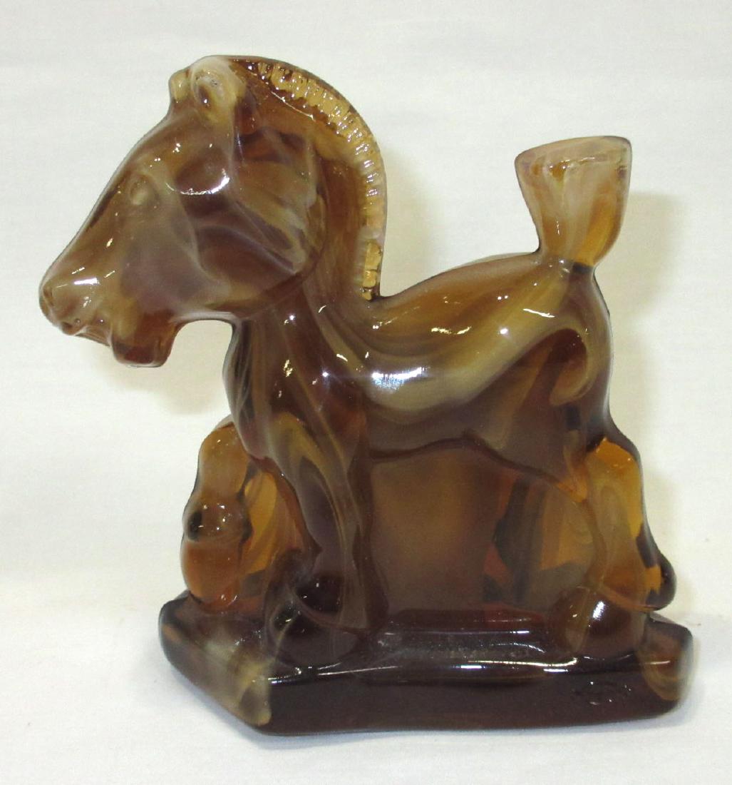 Heisey by Imperial Chocolate Slag Horse: 4 1/4"T x 4" x 1 3/4"