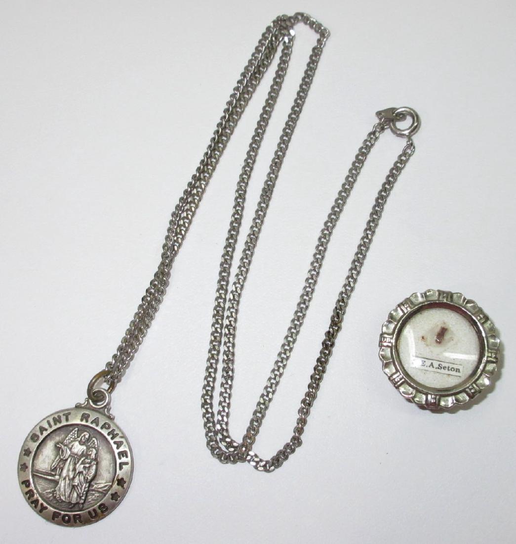 Sterling St. Raphael & St. S.E.A. Seton Relic: 3/4"