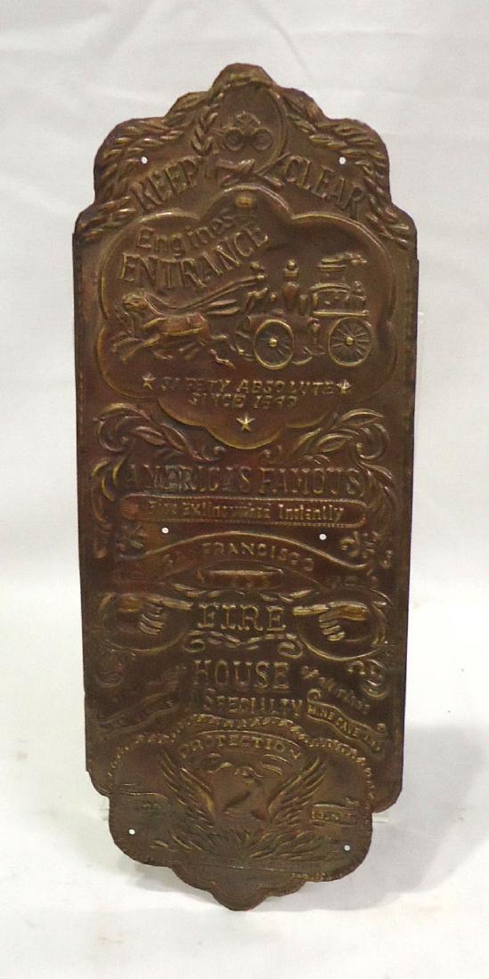 Modern Brass Fire House Door Push: 10" x 4"