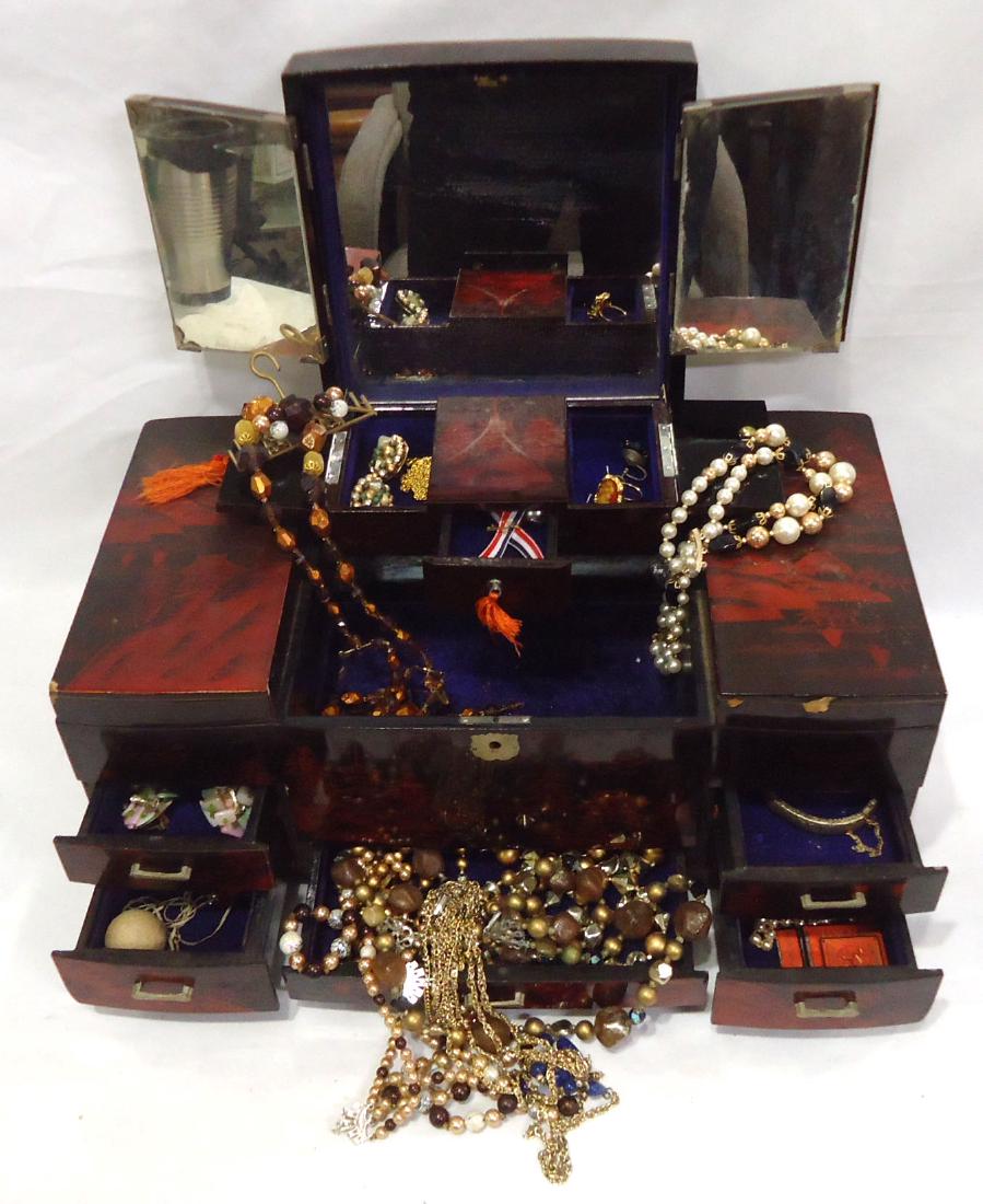 Jewelry Box & Contents: 17" x 9" x 8"