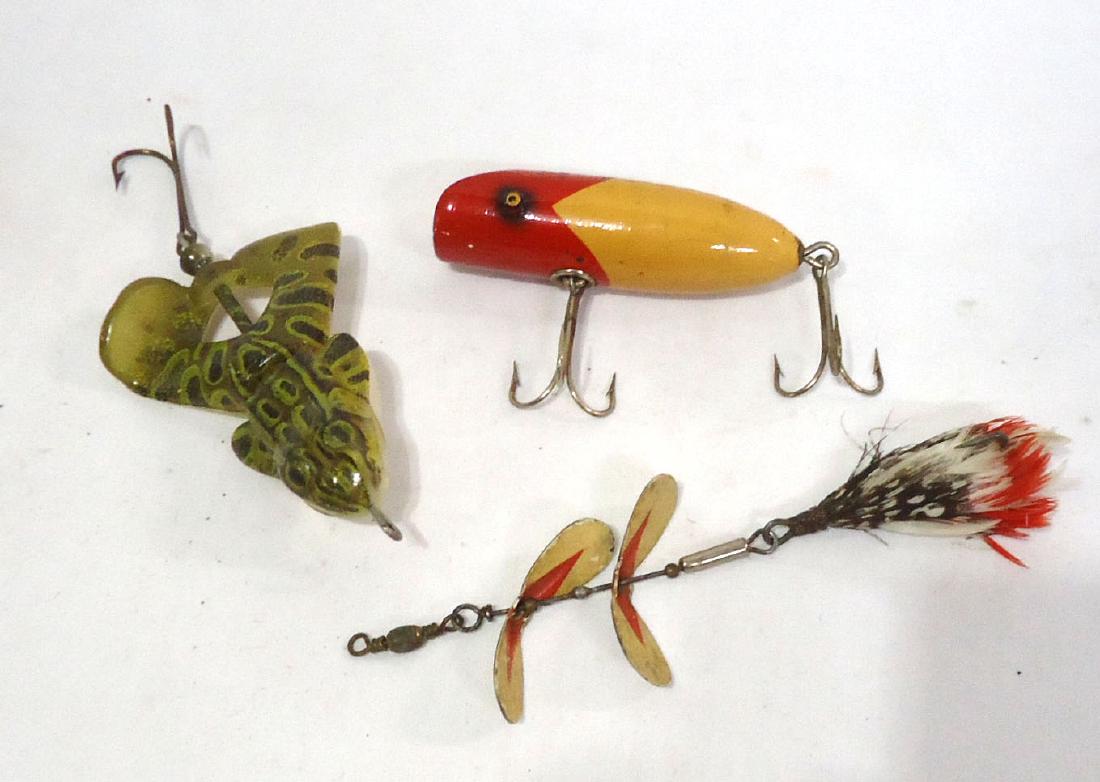 3 Fishing Lures 1 is Wooden: 3" - 5"