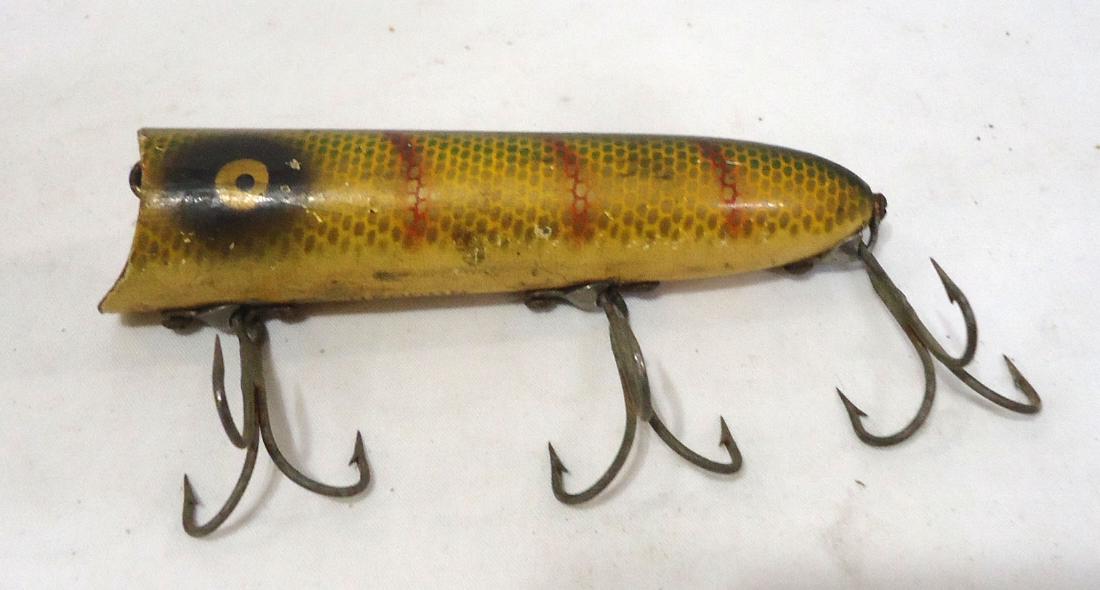 Vintage Wooden Fishing Lure: Heddon 4"