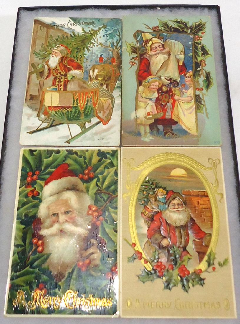 4 Santa Claus Christmas Postcards: 4pc