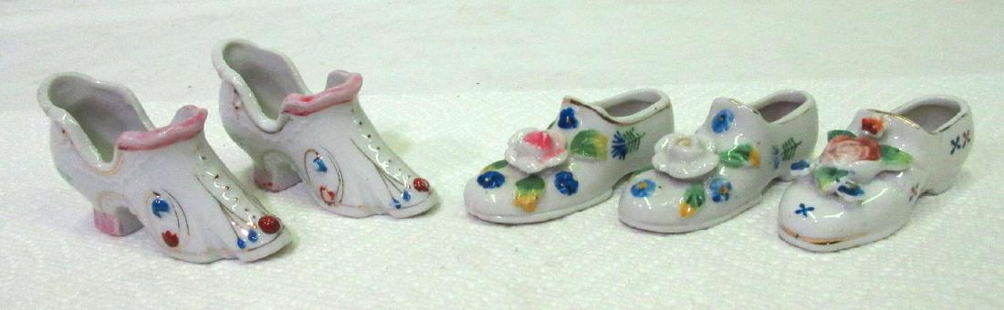 5 Porcelain Shoes, Occ. Japan: 4" & 5"