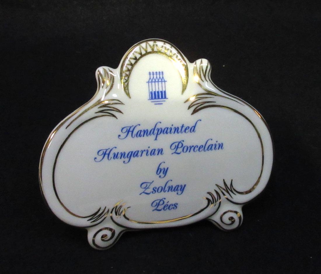 Porcelain Zsolnay Dealer Sign: 4 1/4"T x 4 3/4"