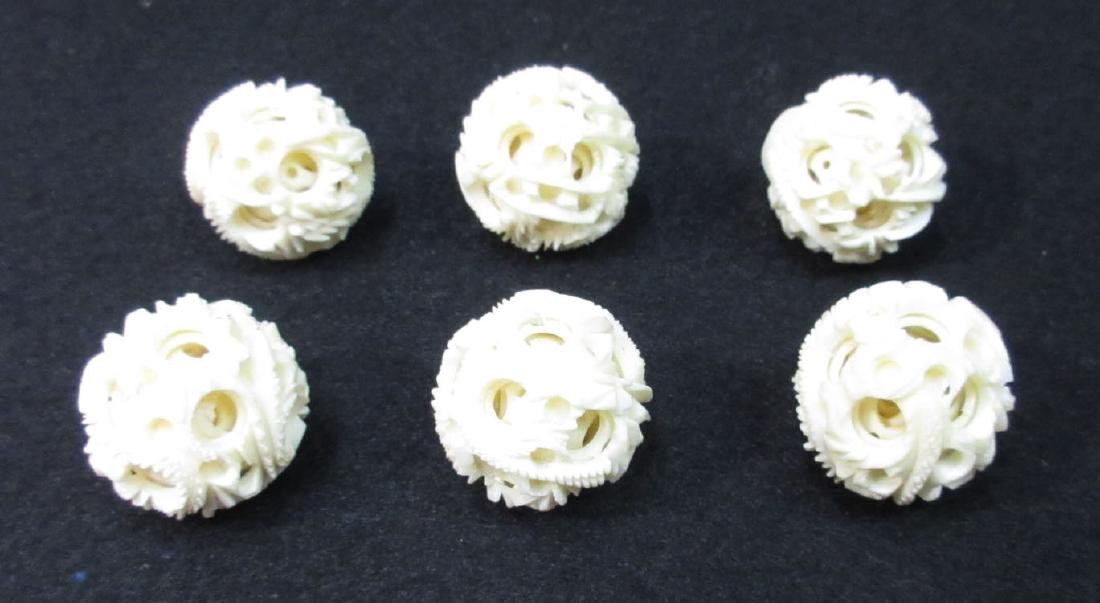 6 Carved Balls in Ball: Approx 1 1/8"