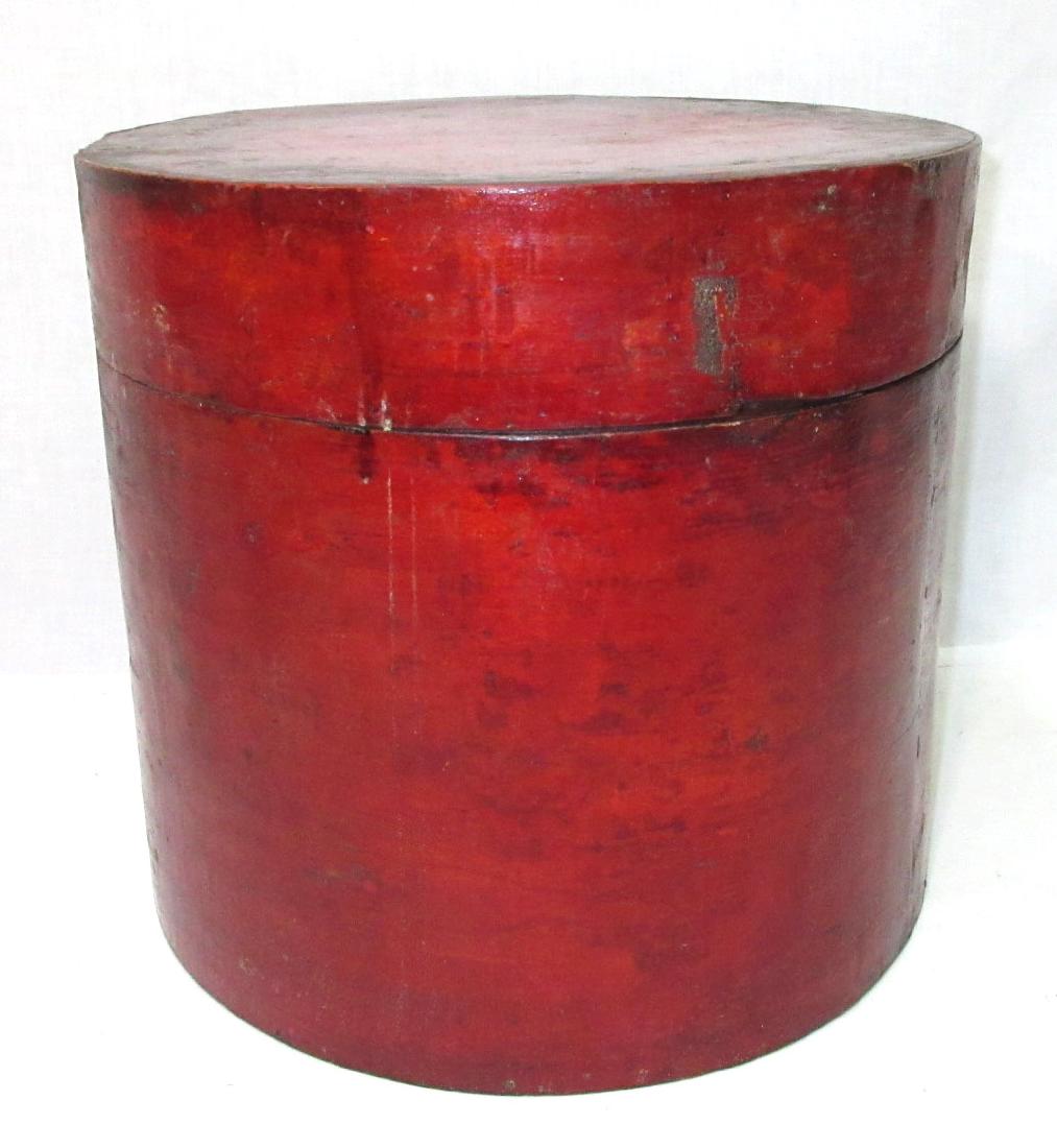 Wooden Painted Hat Box: 13" x 12"