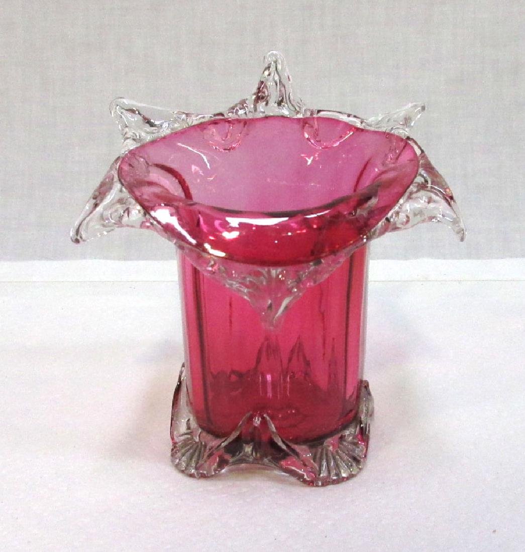 Victorian Cranberry Vase: 5 1/2" x 4 1/2"
