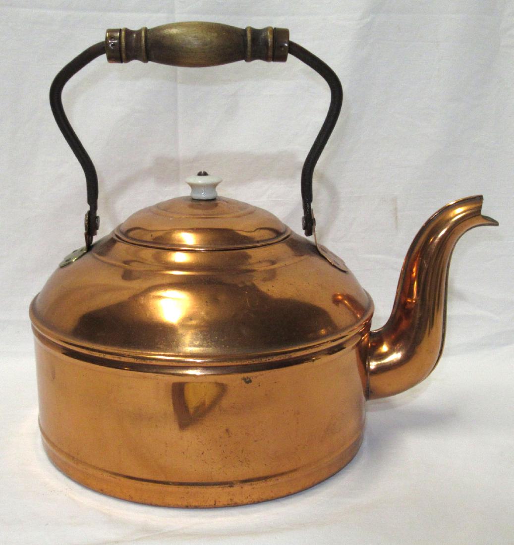 Copper Tea Kettle: 7 1/2"T when handle is down x 13" x 9 1/4"