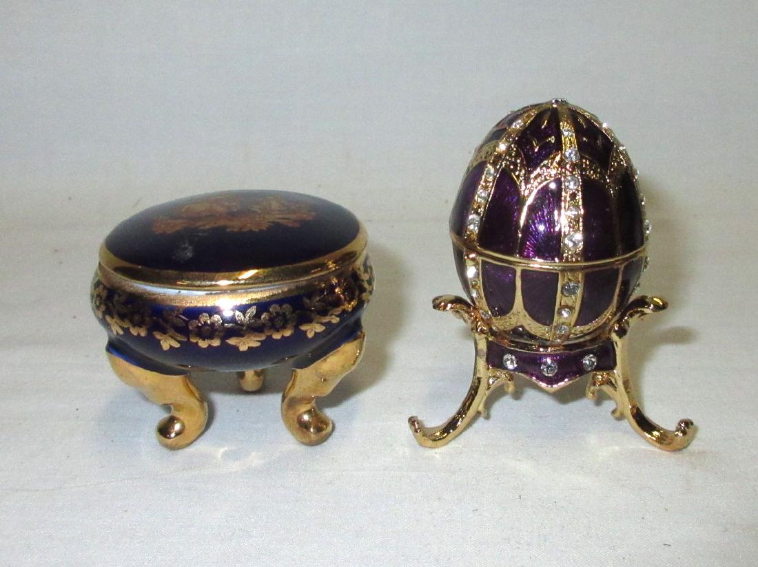 2 Enameled Pill Boxes: 1 1/2" x 2 1/2"