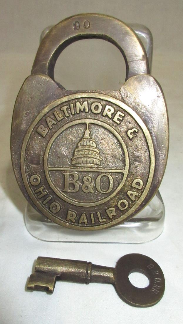 Modern Brass B&O RR Lock & Key: 4" x 3"