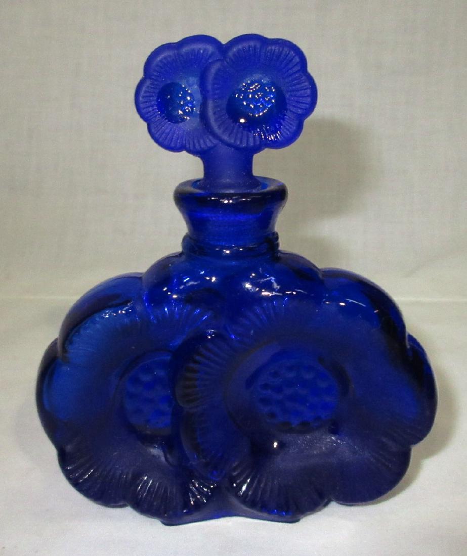 Blue Perfume Bottle: 4 1/2"T x 3 3/4"W