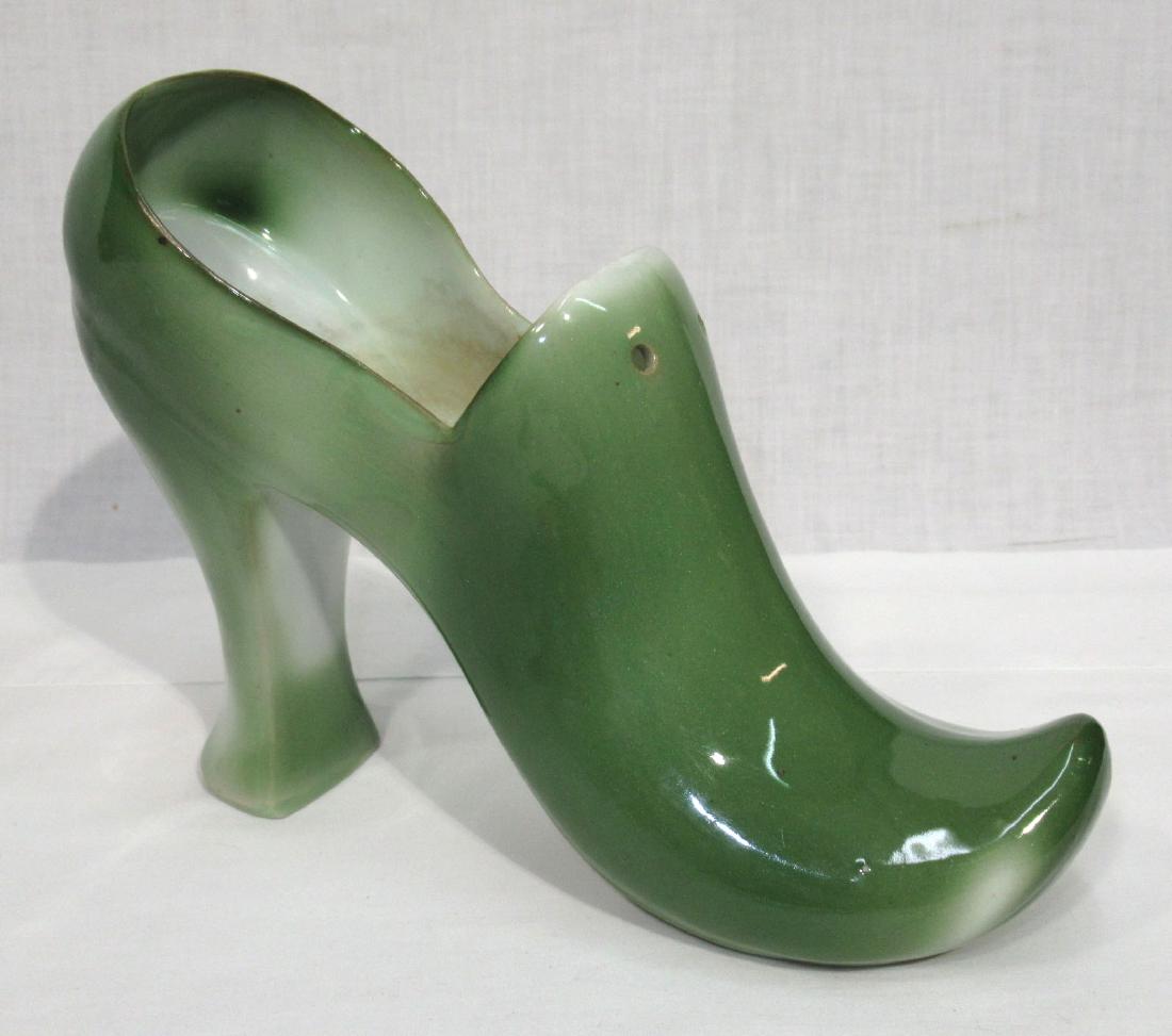 Lg. Green Porcelain Germany Shoe (1 of 3)