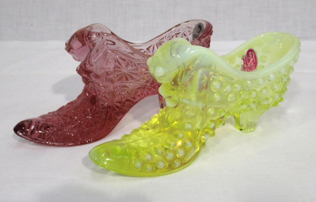 Pr Fenton Glass Shoes: 5 3/4"L