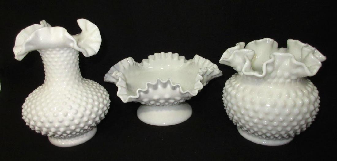 3pc Fenton Milk Glass: 4", 6", 7"