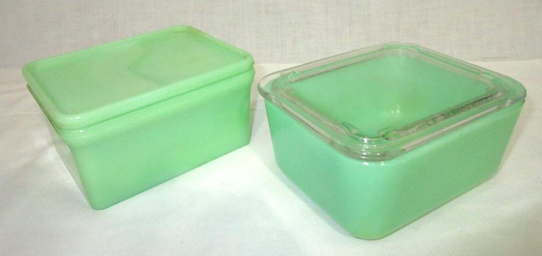 2 Jadeite McKee Covered Dishes: 3" x 5"