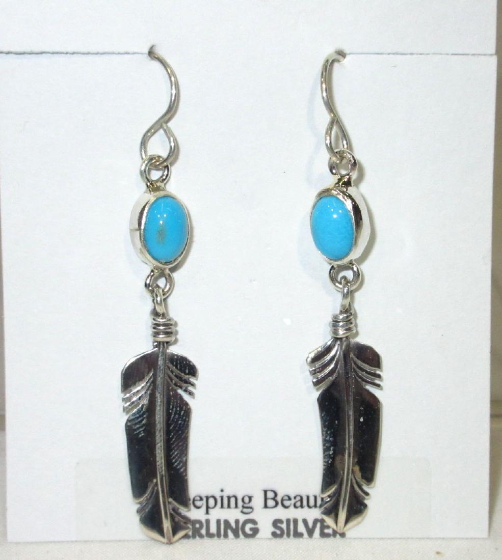 Navajo Sterling & Turq. Earrings: By Rick Tolino 2 1/2"L