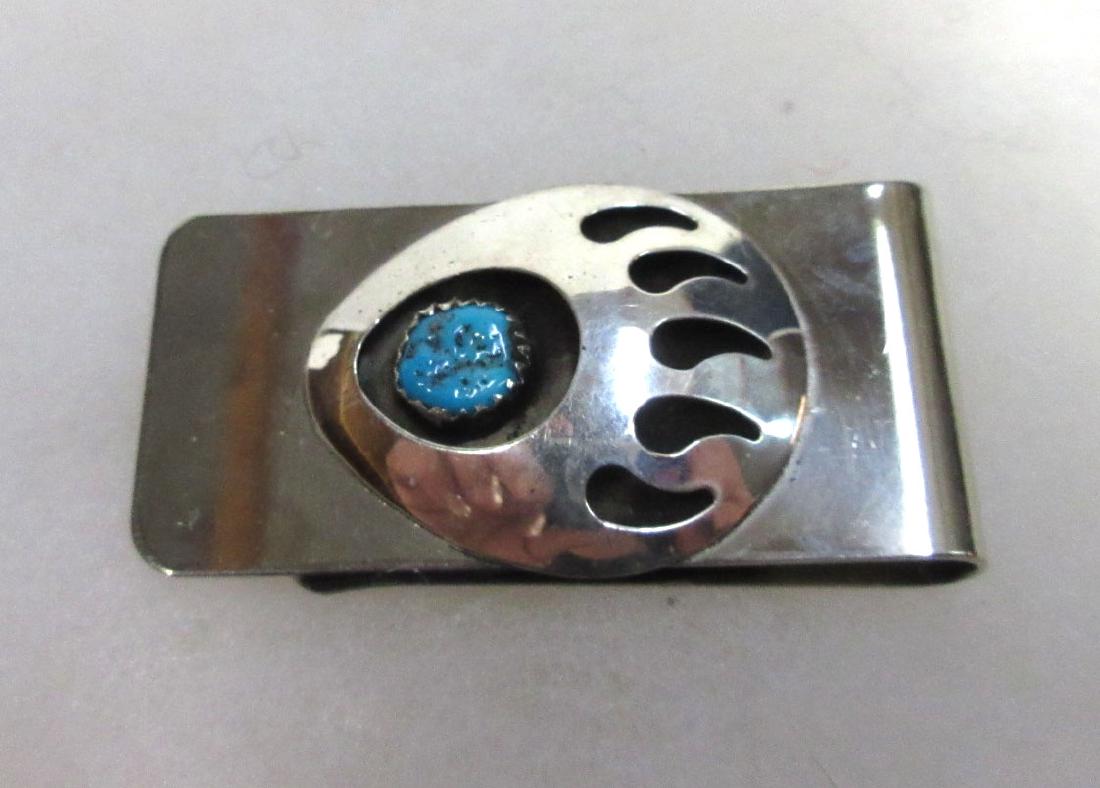 Navajo Sterling & Turq. Money Clip: By Virginia John 2 1/8"L