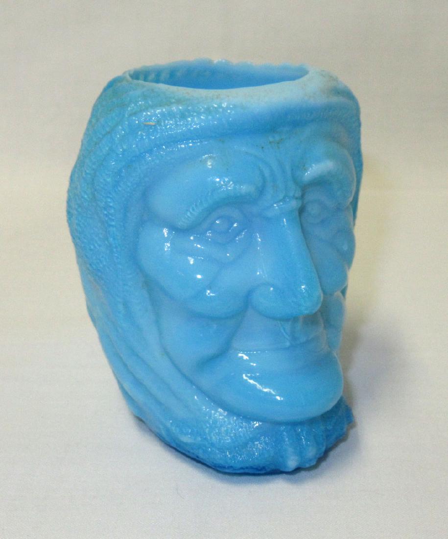 Blue Opaline Indian Match Holder: 2 3/4"T
