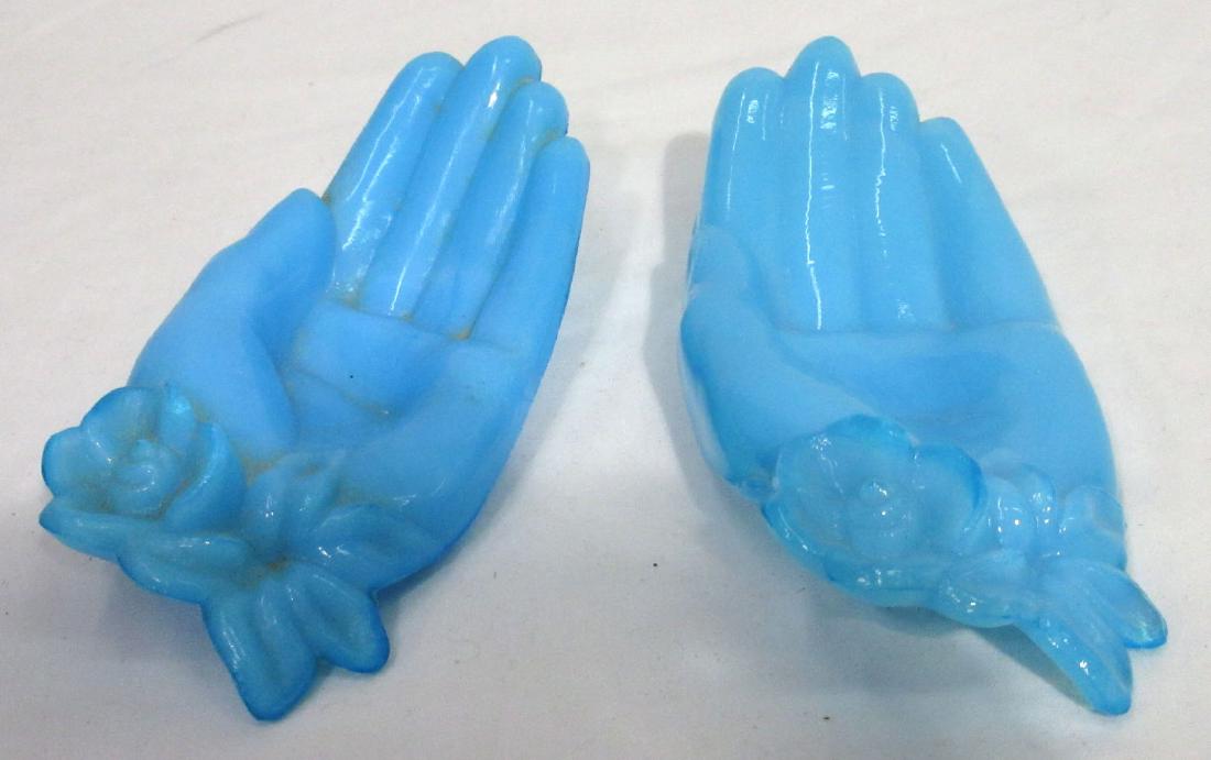 2 Blue Opaline Hand Salts: 5" x 2"