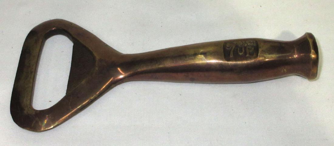Brass 7-Up Bottle Opener: 5 1/4" x 2 1/2"W
