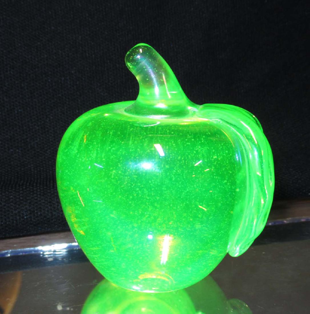 Sgnd Gibson Vaseline Glass Paperweight (1 of 3)