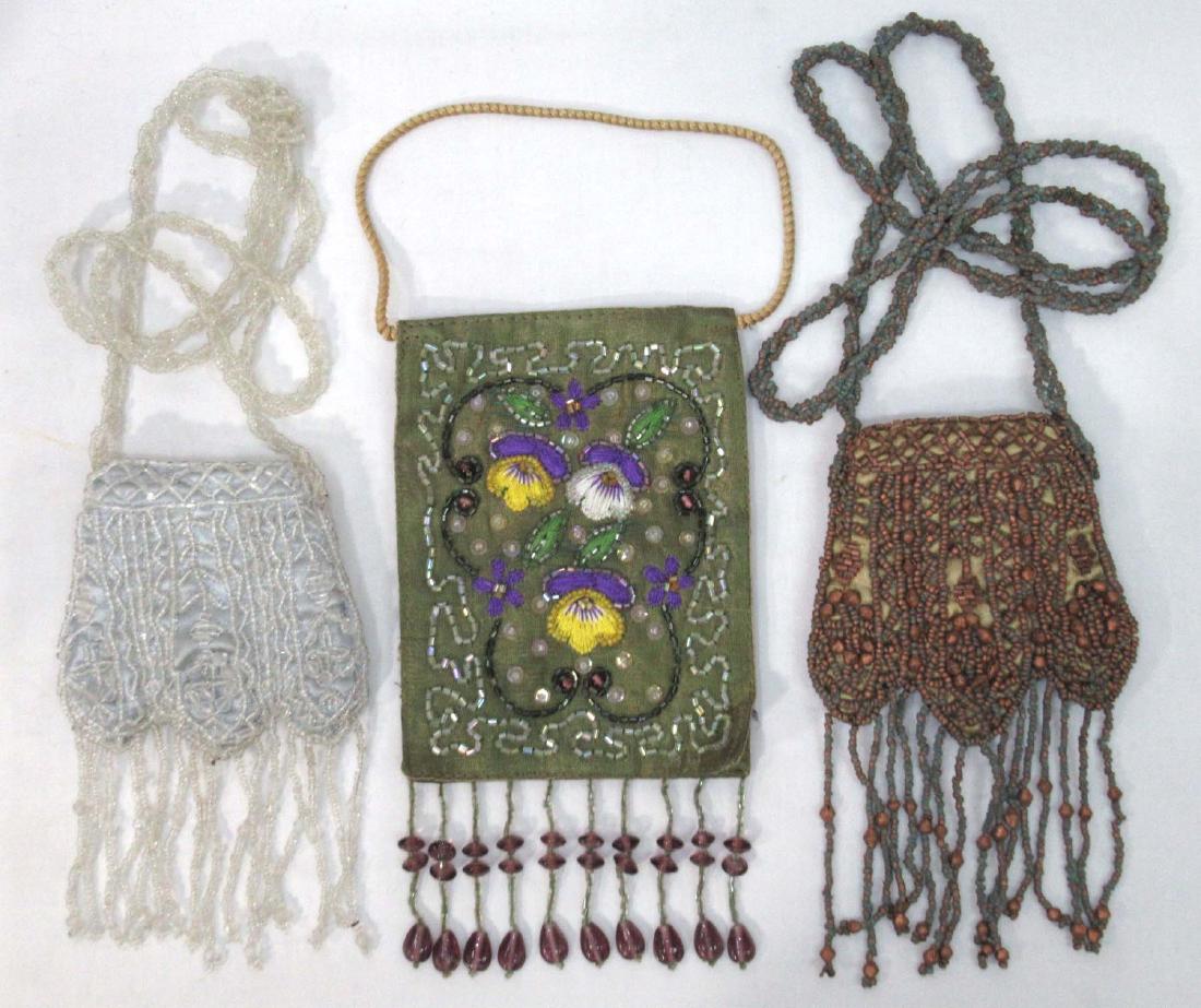 (2) 1990's Beaded Amulet Bag & Beaded Pouch (1 of 4)