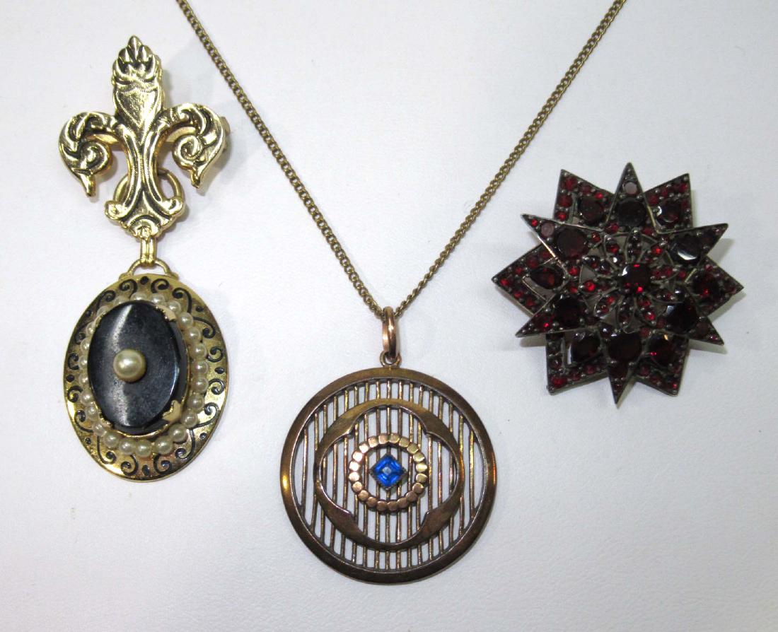 Early Garnet Brooch, Deco Neck & Vict. Replica Pin (1 of 2)