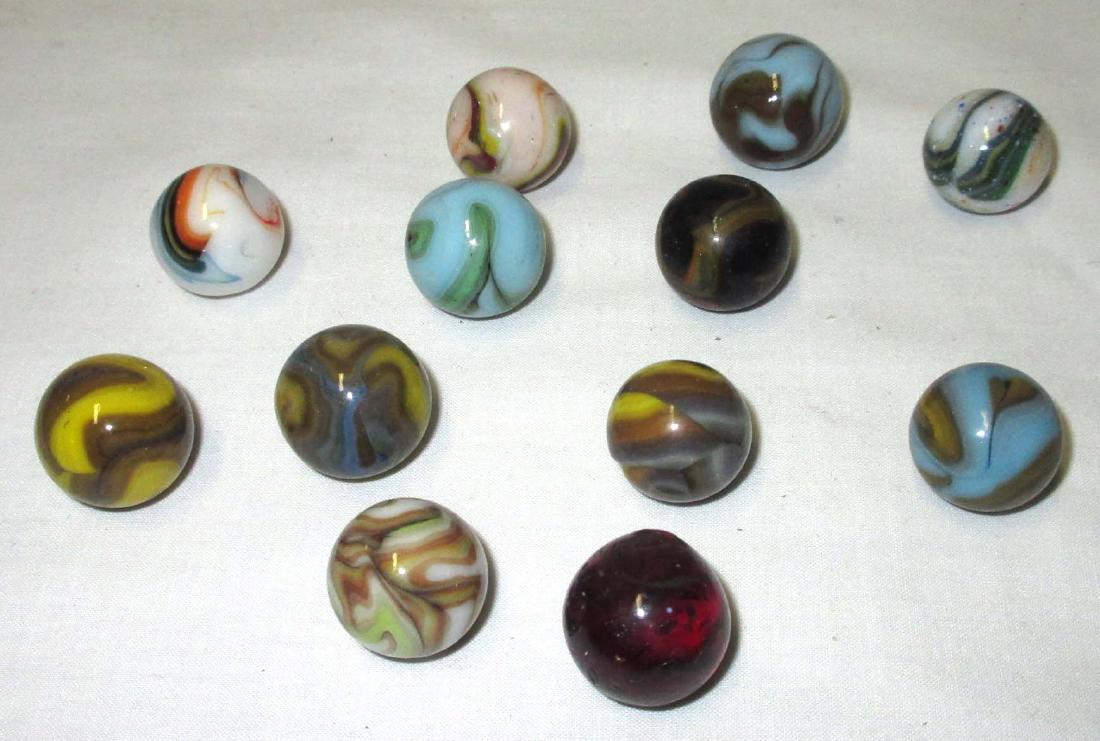 12 Swirl Marbles: 12pc