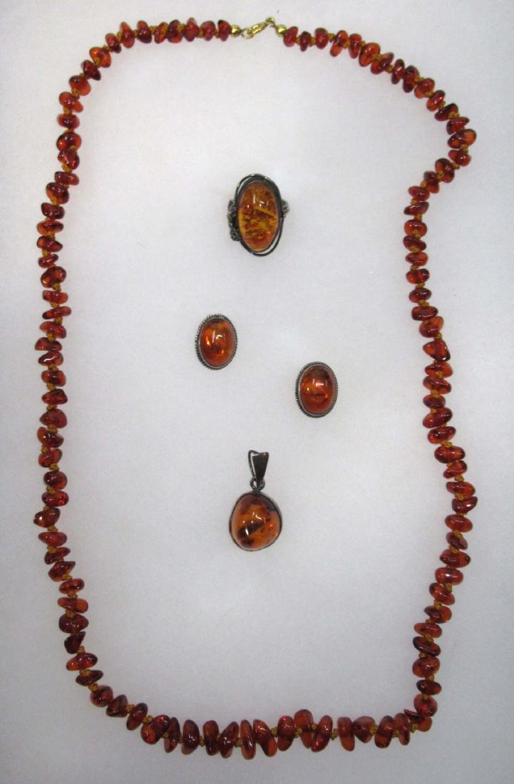 4pc True Amber Necklace, Pendant, Ring, & Earrings (1 of 6)