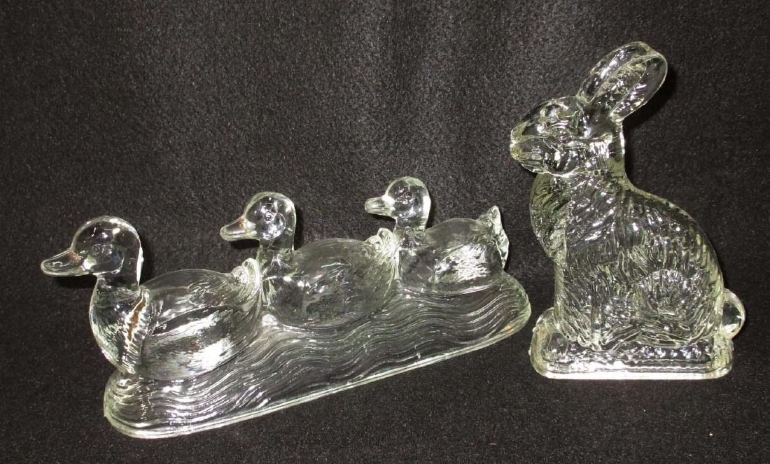 Rabbit & 3 Ducks Glass Candy Containers (1 of 2)