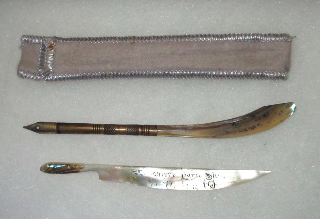 Abalone Letter Opener & Dip Pen 14kgp Nib: 4 1/2", 5 1/2" w/case