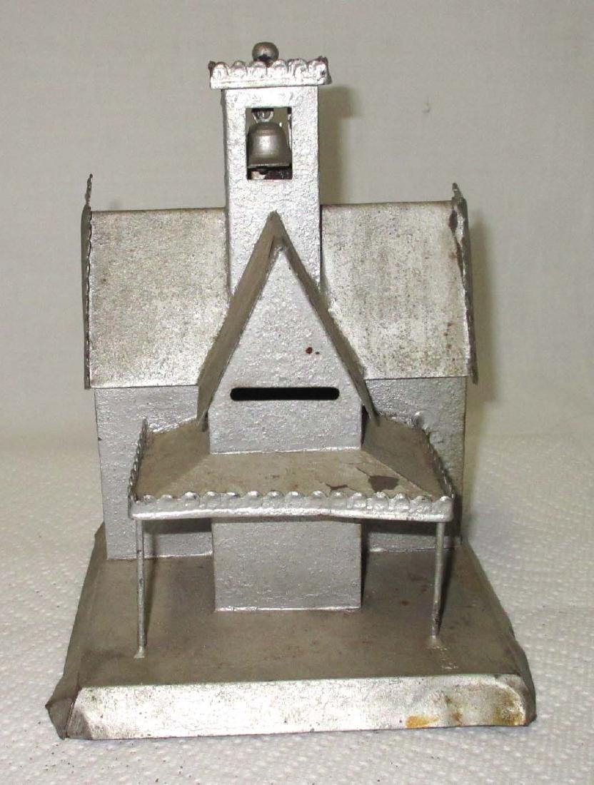 Early Soldered Tin Schoolhouse Bank (1 of 4)