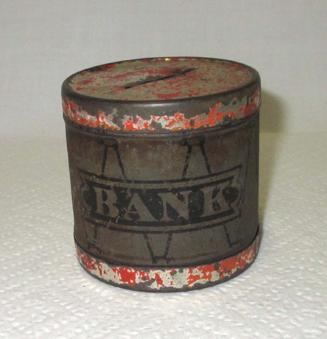 Early Soldered Tin Coin Bank: 2 1/2" x 2 1/2"