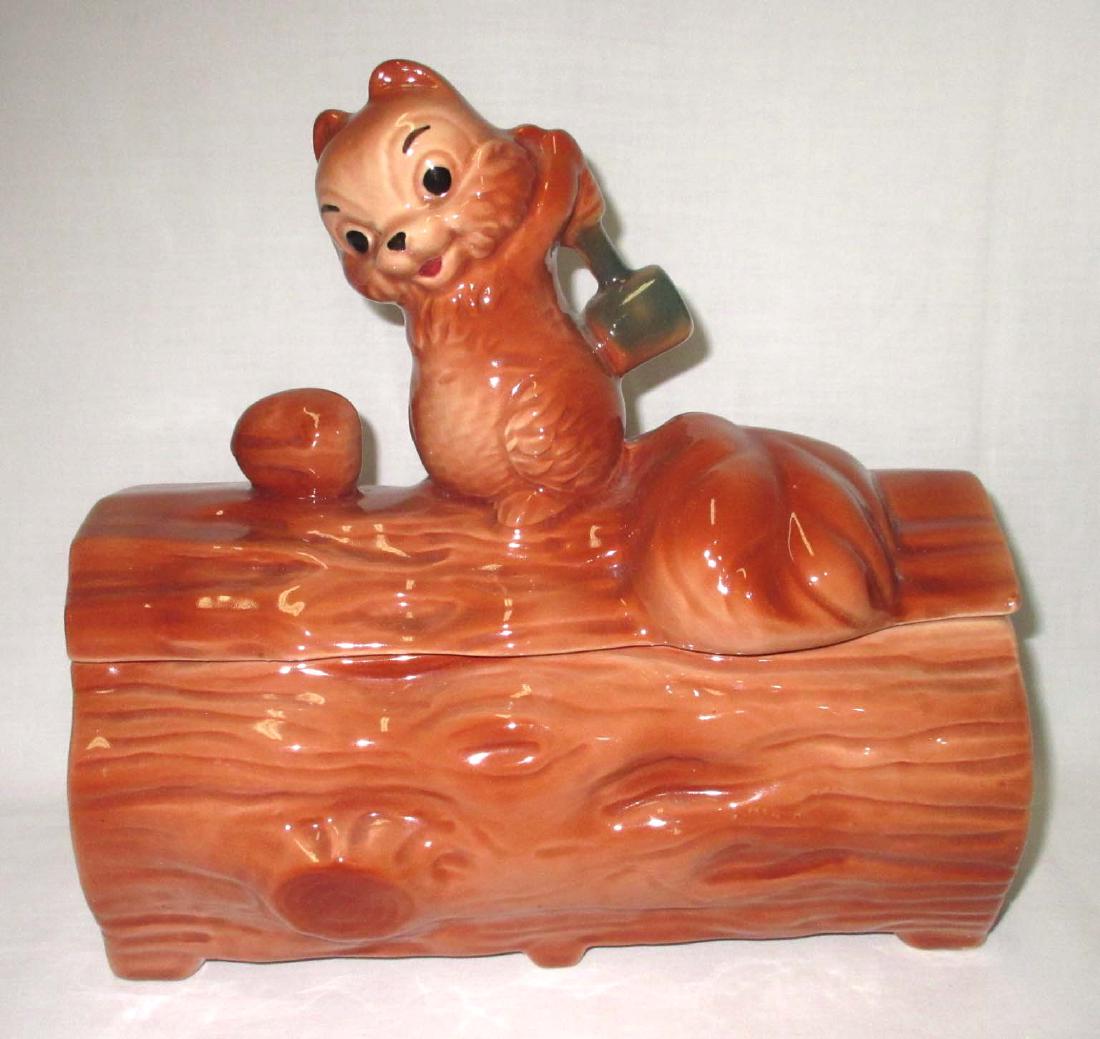 Vtg. Squirrel on Log Cookie Jar (1 of 2)