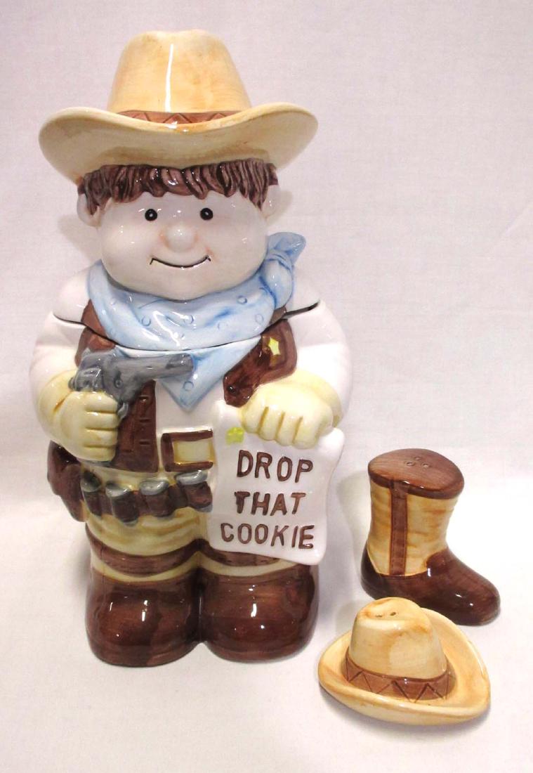 Vtg. Western Sheriff Cookie Jar w/ S&P (1 of 4)