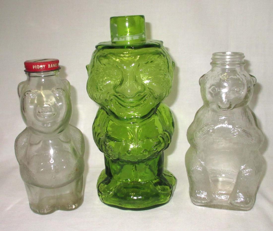 3 Vtg. Figural Glass Bottles Inc. Bank (1 of 2)