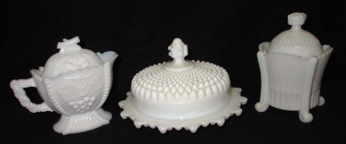 3 Vtg. Milk Glass Covered Dishes (1 of 1)