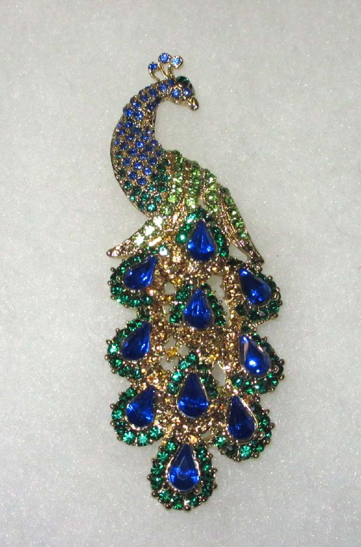 Rhinestone Peacock Brooch (1 of 2)